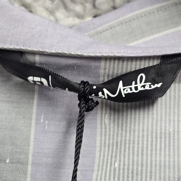 Travis Mathew Shirt Mens XL Purple Gray Striped Button Up Short Sleeve Office - Picture 5 of 11